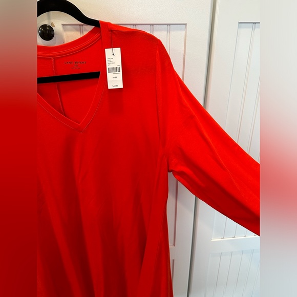 Lane Bryant Swing Long-Sleeve V-Neck Tunic in Burnt Orange NWT Size 18/20 2X - Picture 5 of 9